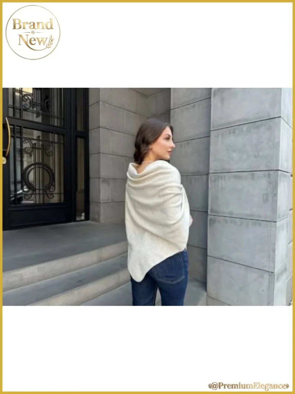 Wool Pashmina Shawl Wrap Open Front Poncho Cardigan One Size